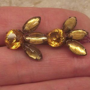 Sterling screw back earring amber colored stones